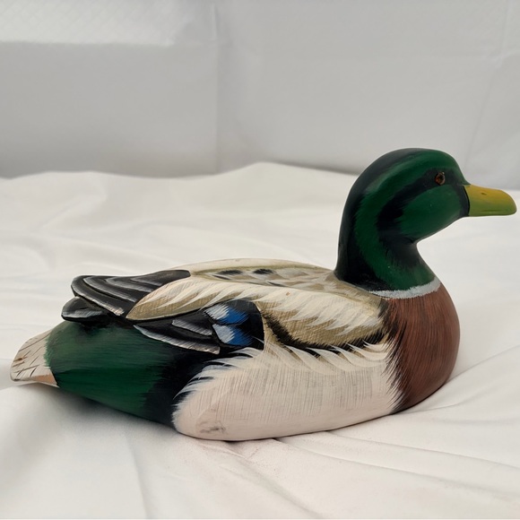 Hand-Painted Wooden Duck Wall Decor - Green and Brown - Picture 14 of 16